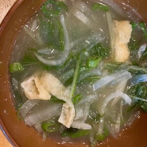 水菜と大根と油揚げのお味噌汁